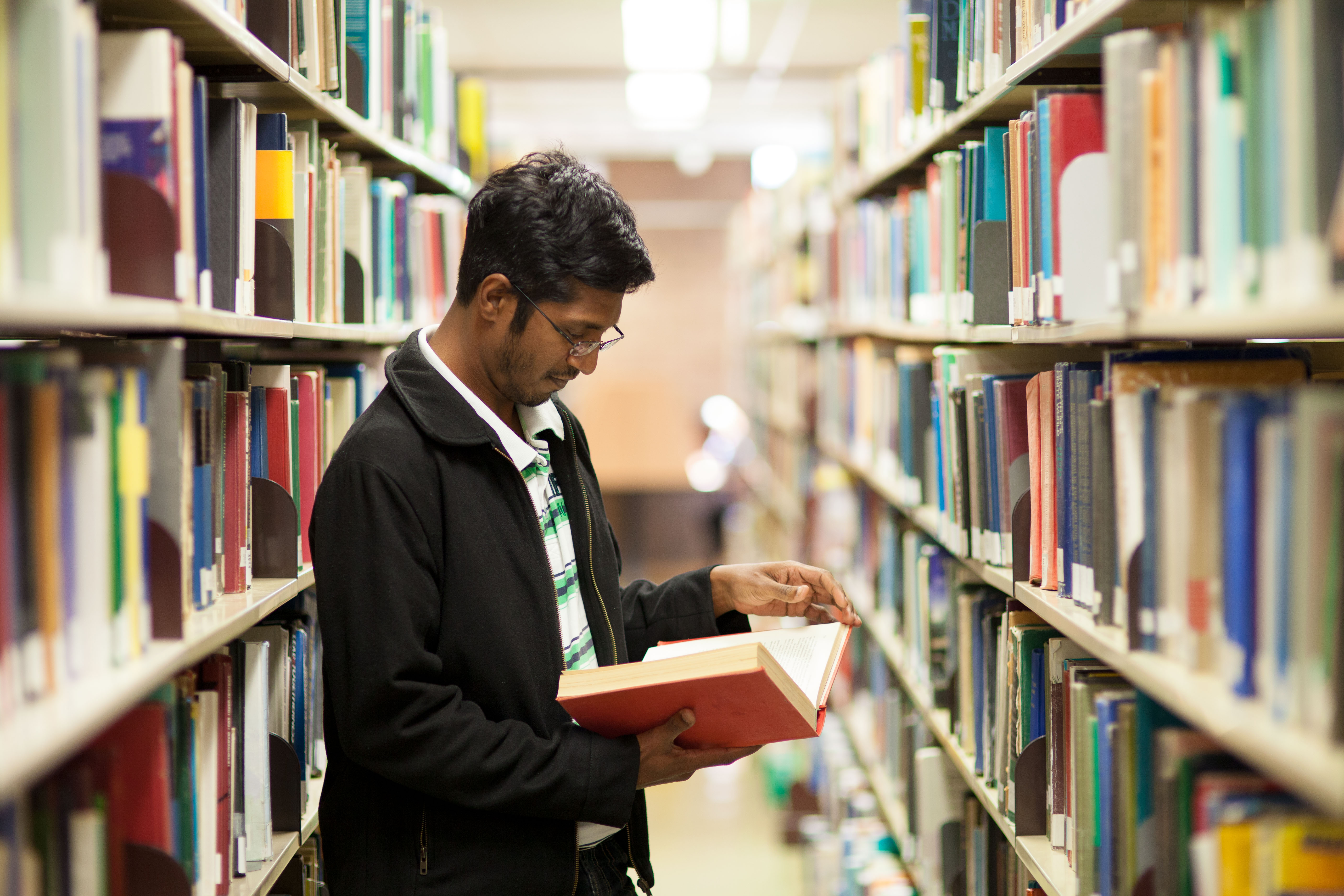 Student in library