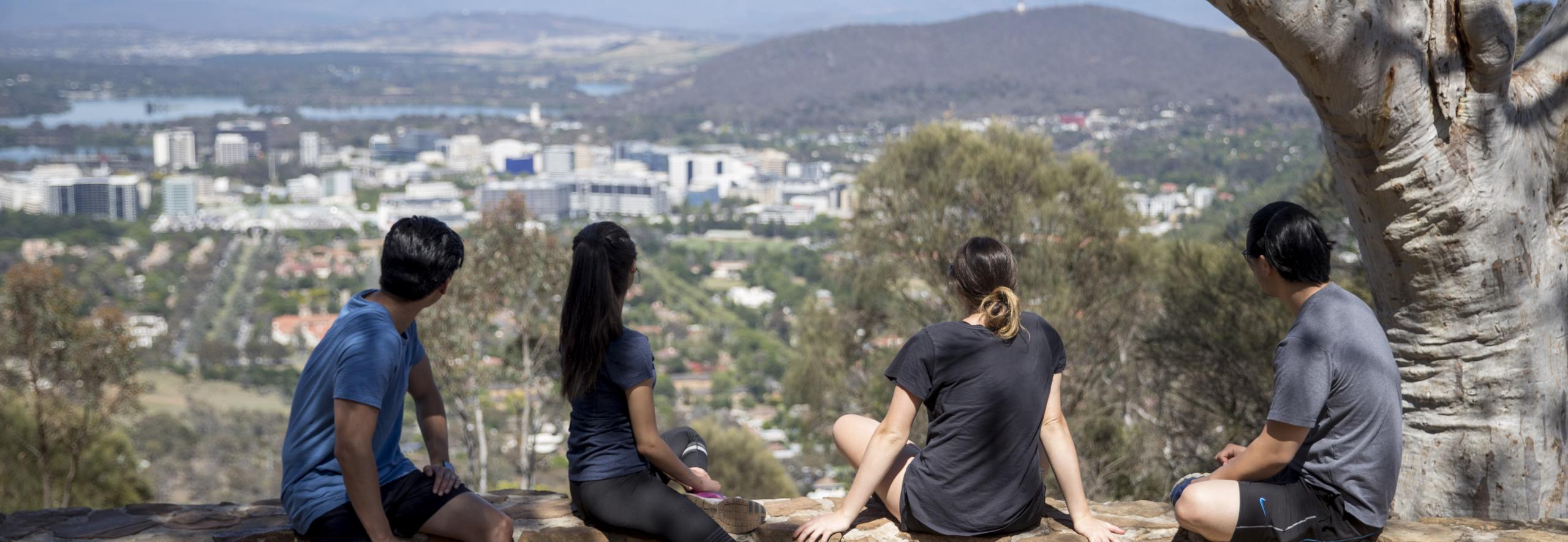 Community members looking from Mt Ainsley to Canberra City