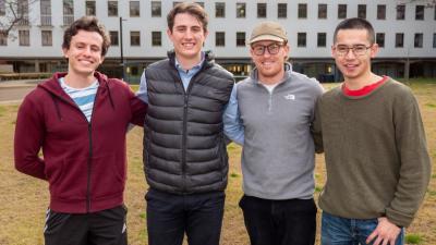 ANU College of Law students (l to r) Dimitrios Bezos, Raf Priest, Zachary Oakes and Charlie Yu.