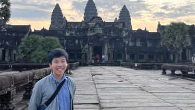 ANU Law student ambassador Andre Kwok outside Angkor Wat in Cambodia, an ASEAN party state. 