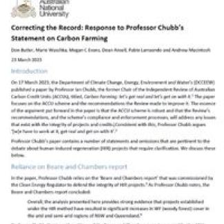Correcting the Record: Response to Professor Chubb’s Statement on Carbon Farming