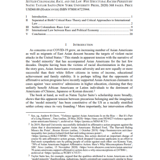 SETTLER COLONIALISM, RACE, AND THE LAW: WHY STRUCTURAL RACISM PERSISTS SETTLER COLONIALISM, RACE, AND THE LAW: WHY STRUCTURAL RACISM PERSISTS
