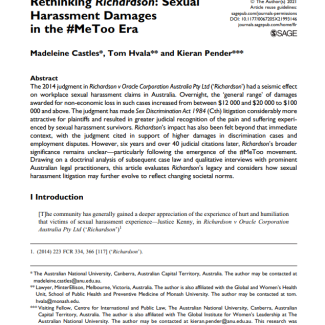 Rethinking Richardson: Sexual Harassment Damages in the #MeToo Era Rethinking Richardson: Sexual Harassment Damages in the #MeToo Era