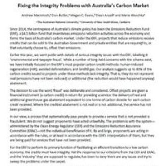 Fixing the integrity problems with Australia's carbon market